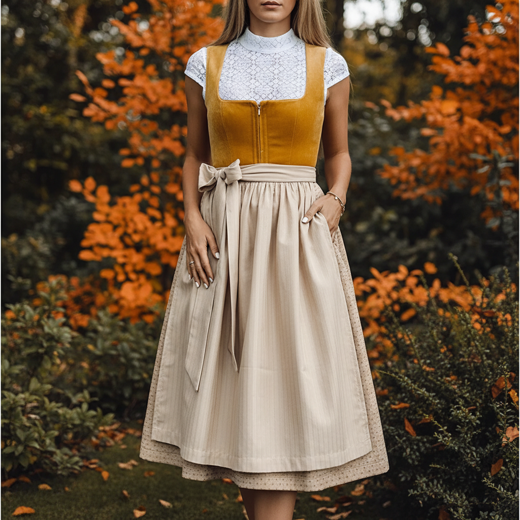 Aura Vintage Dirndl Orange Dress - Oktoberfest