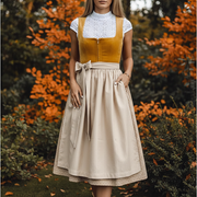Aura Vintage Dirndl Orange Dress - Oktoberfest
