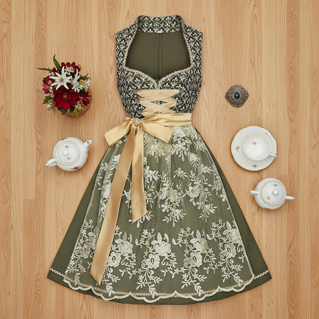 Emerald Grace Dirndl Green Dress - Oktoberfest